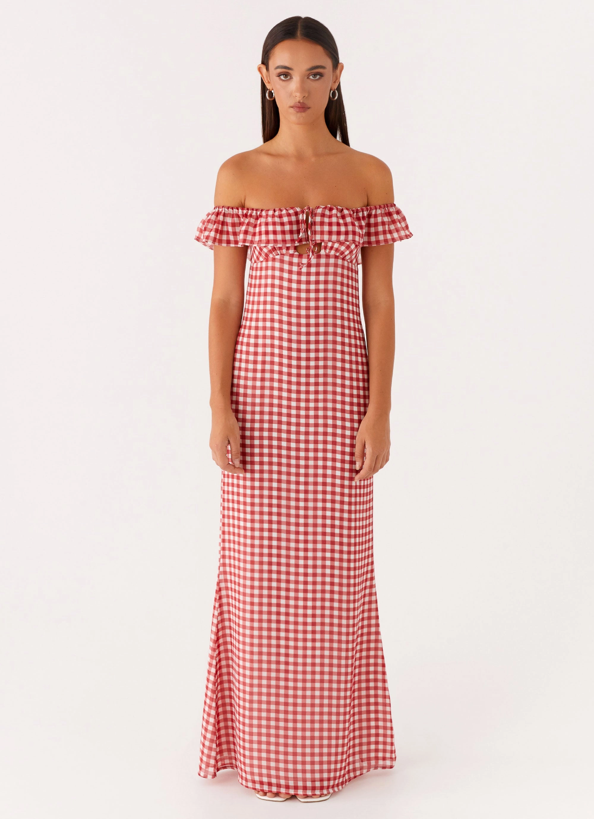 Scarlet Cherry Maxi Dress - Red Gingham