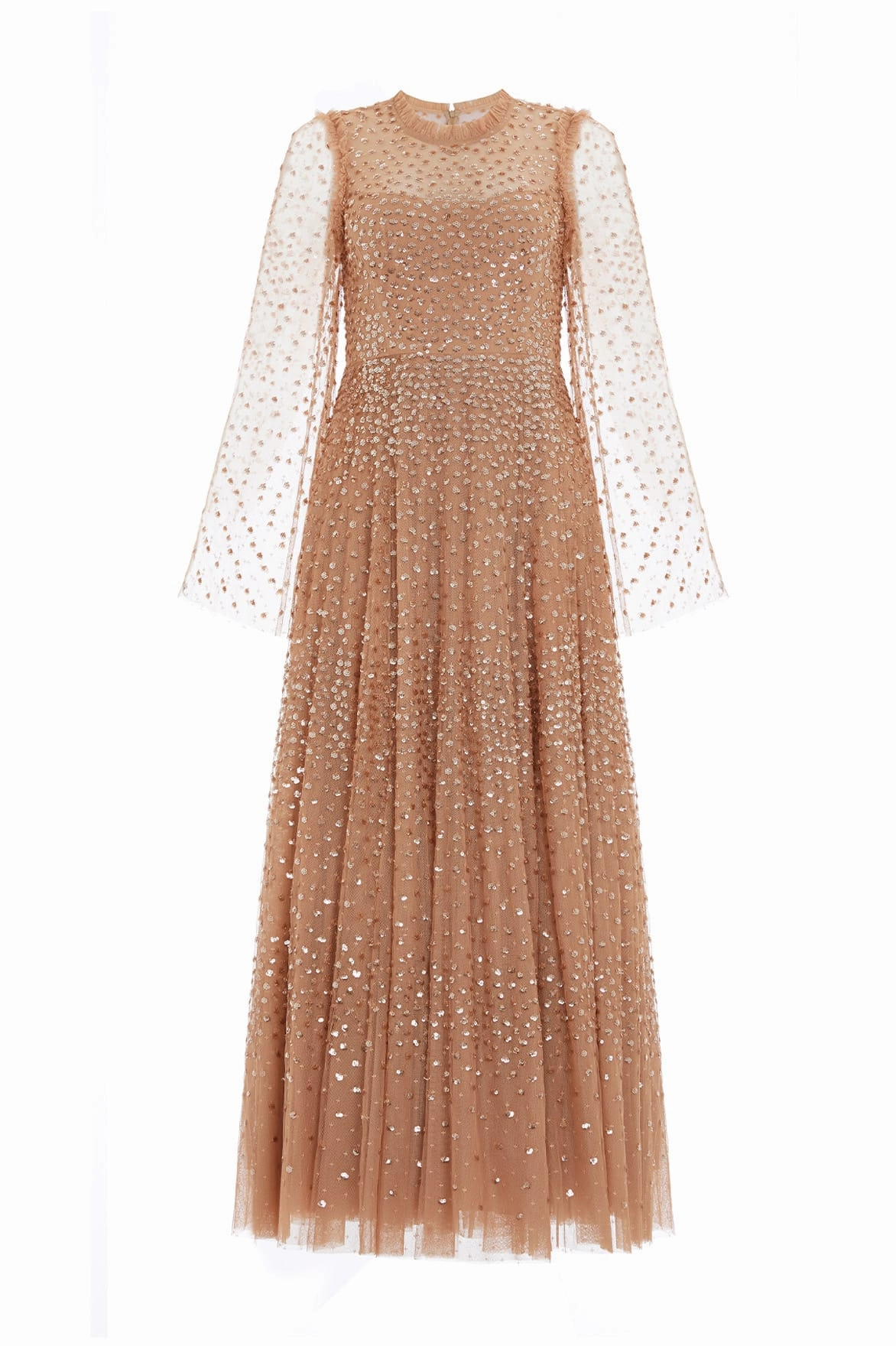 Neutral Mood Scatter Dot Round Neck Ankle Gown