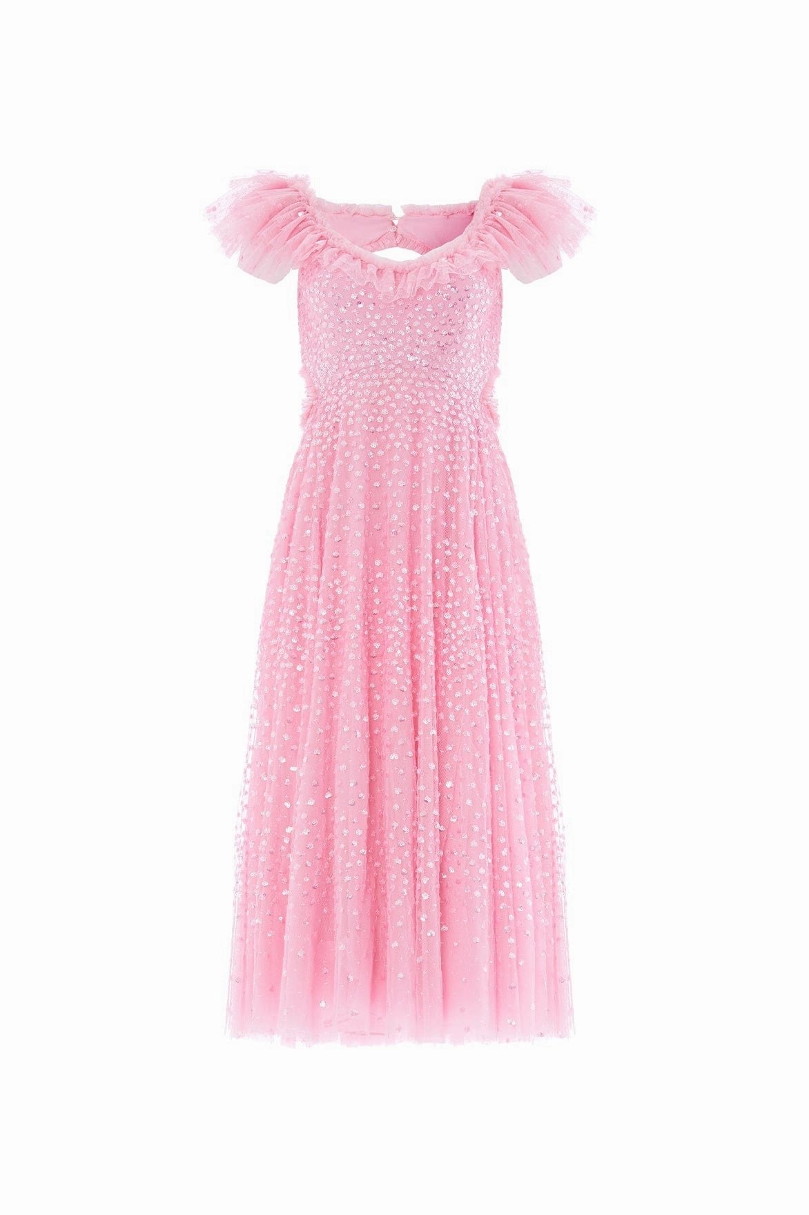 Scatter Dot Ruffle Backless Ballerina Dress Simple Flow