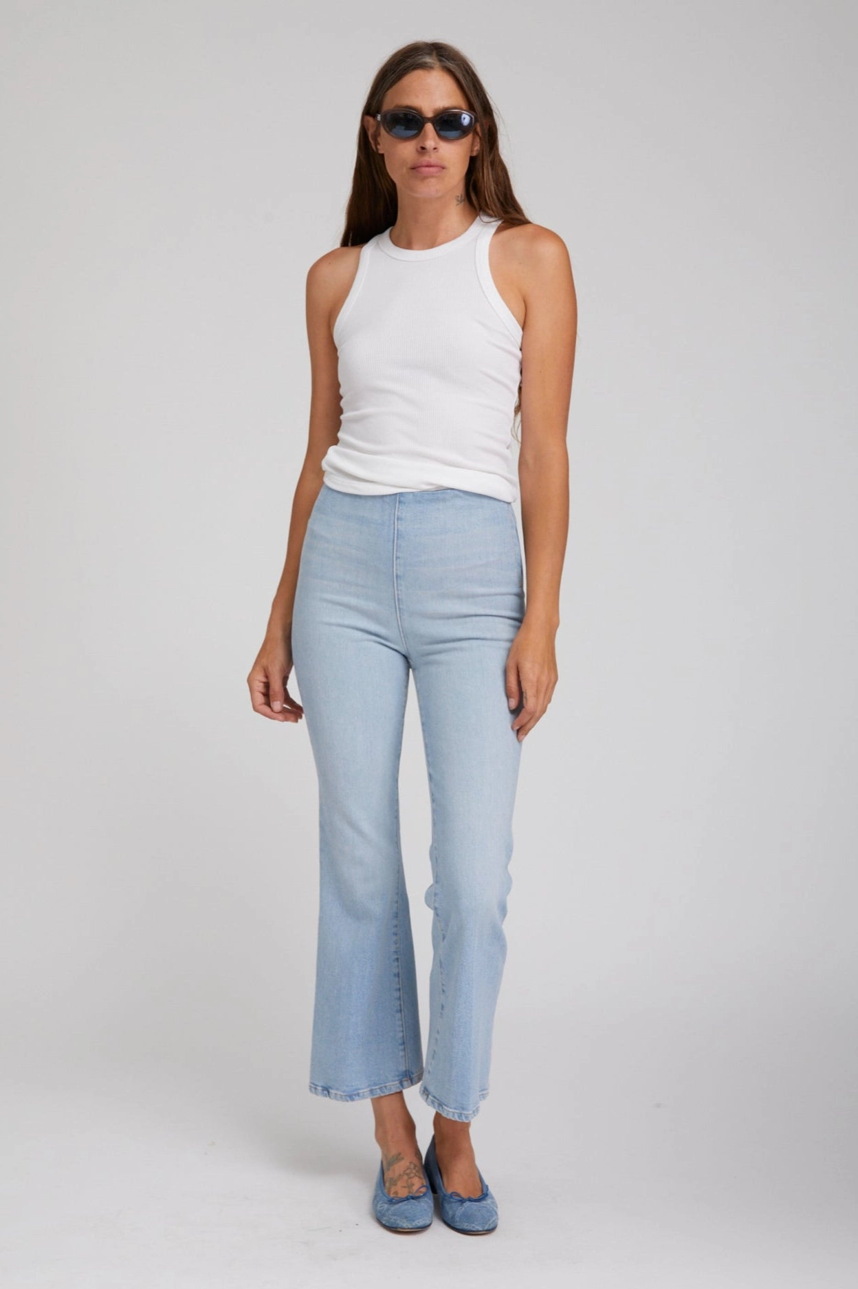 Francoise Crop Flare Denim Leggings AntiStaticInnerLining