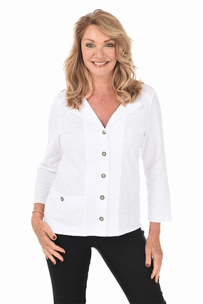 Stretchy Top Seamed Slub-Knit Cardigan