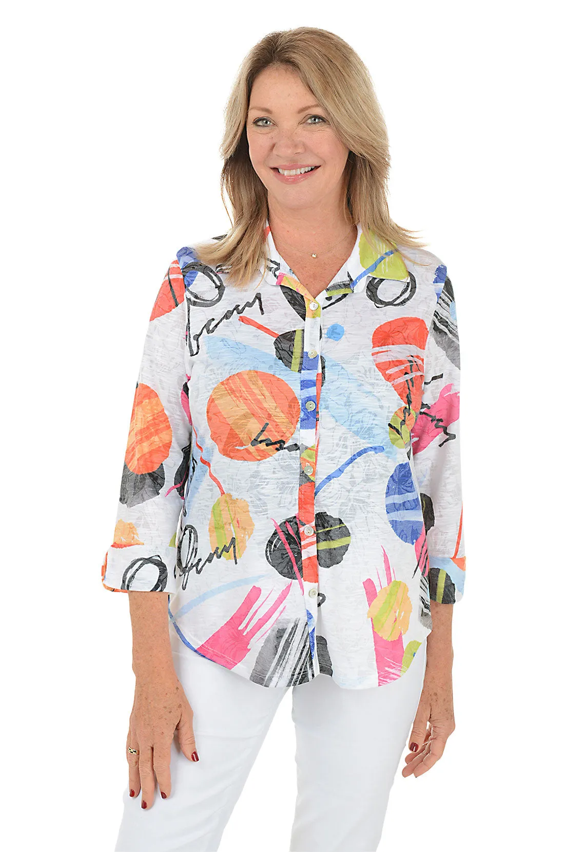 Estella Button-Front Burnout Top AirflowOptimized Design Anti Odor Finish