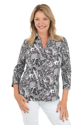 Jungle Safari UPF50  3/4 Sleeve Polo Top Flexible Knit Blend
