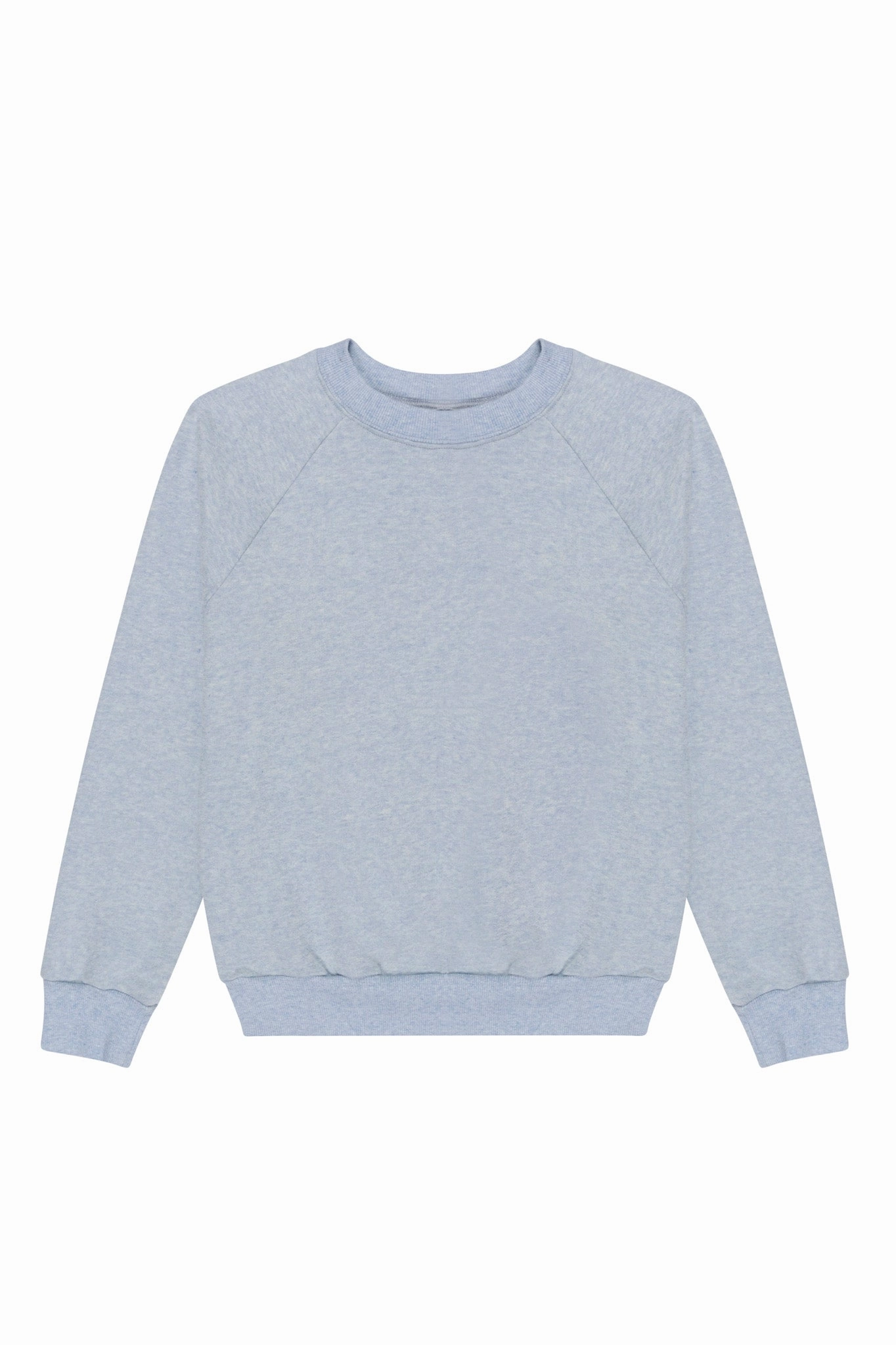 Ice Blue Melange Shrunken Raglan Sweatshirt Relaxed Tee Moisture Wicking Fabric