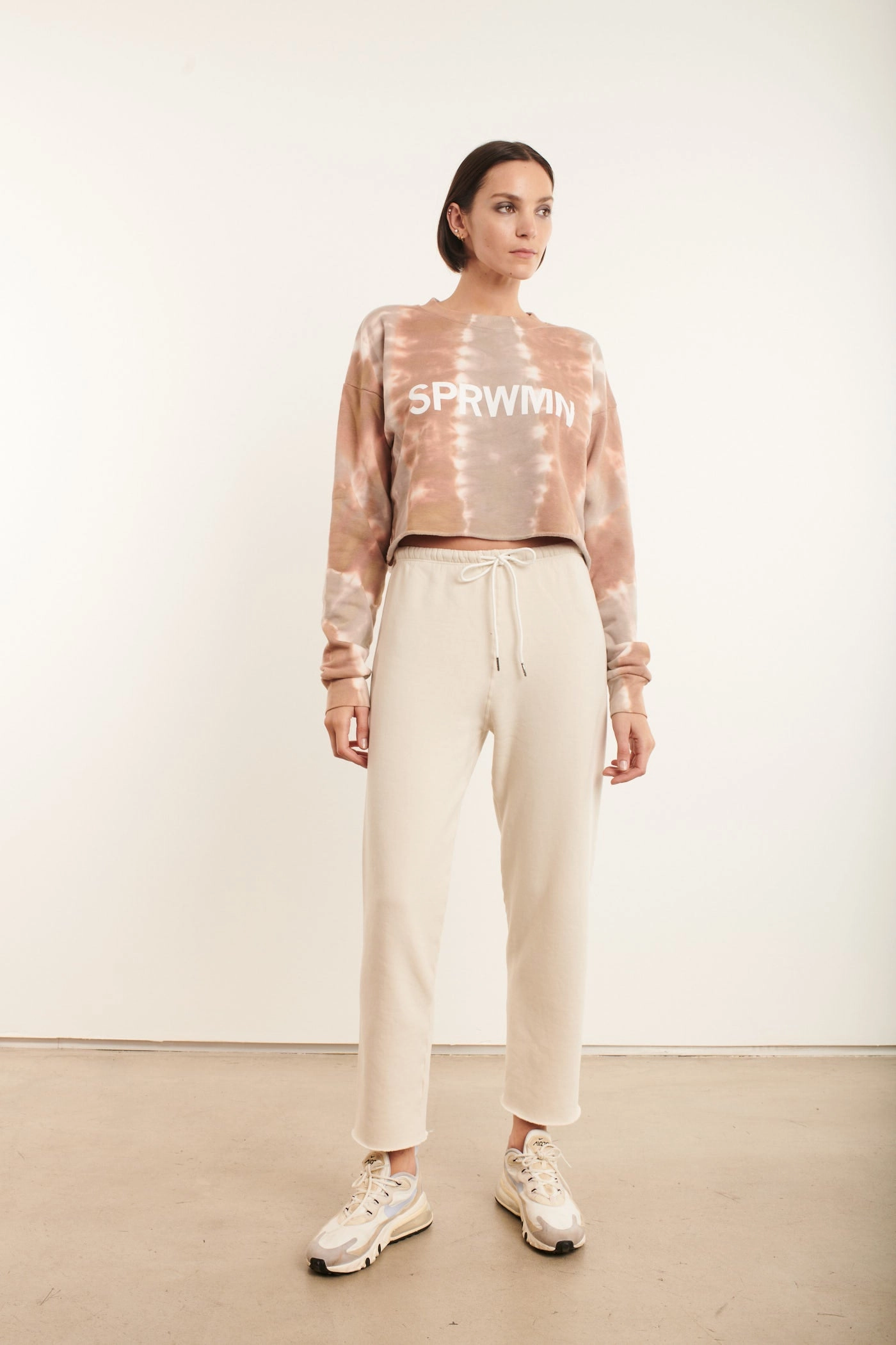 Anti Static Fabric MicroPerforated Details Vintage White Easy Sweatpants