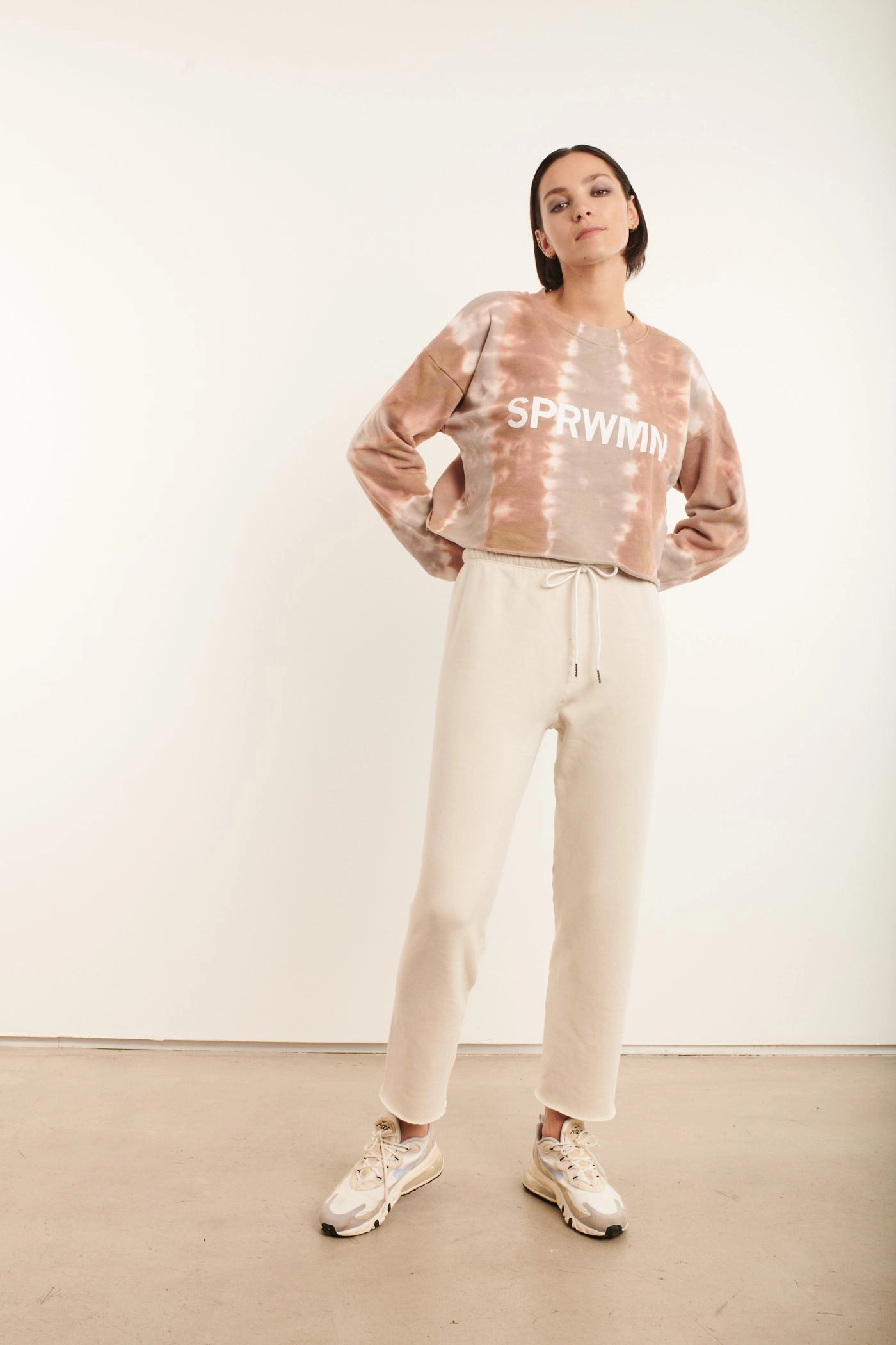 Vintage White Easy Sweatpants AdjustableNeckline MicroPerforated Details