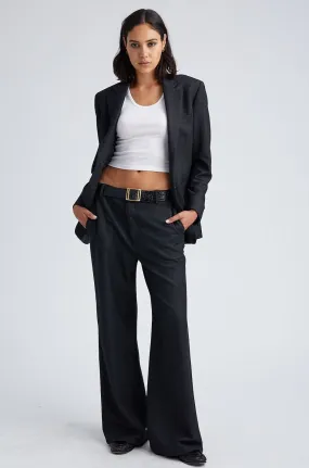 Snap Closures Charcoal Wool Oversized Blazer