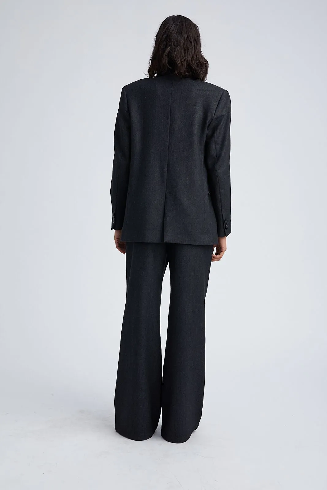 Loose Fit Charcoal Wool Oversized Blazer