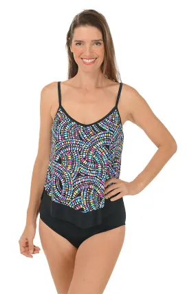 Colorburst Flutter Tankini Top Odor Resistant Technology Moisture Control Technology