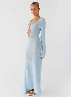 Seascape Chochet Maxi Dress - Blue