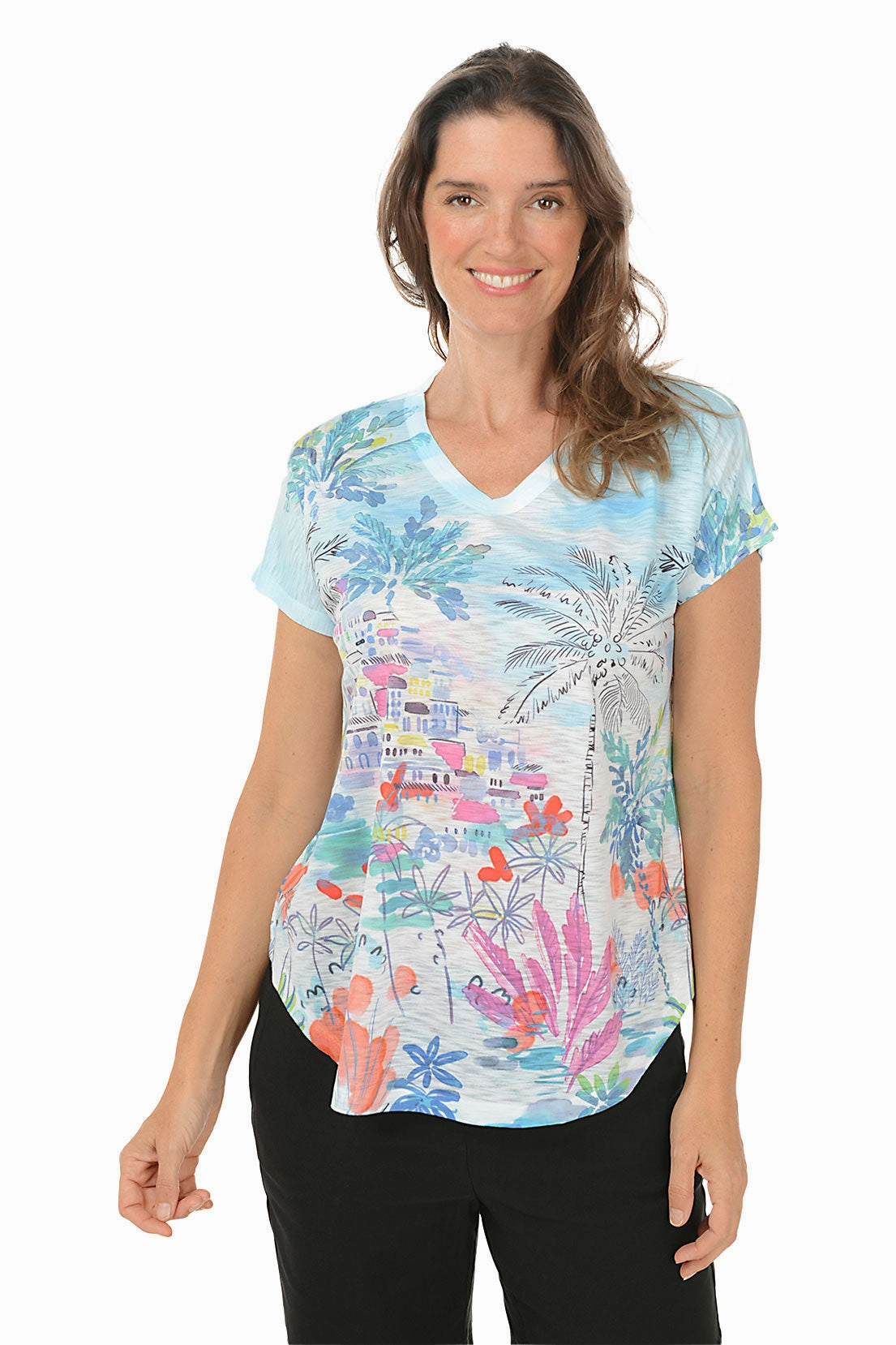 Seaside Short Sleeve Slub Knit Top Professional Wear VentilatedBackPanel