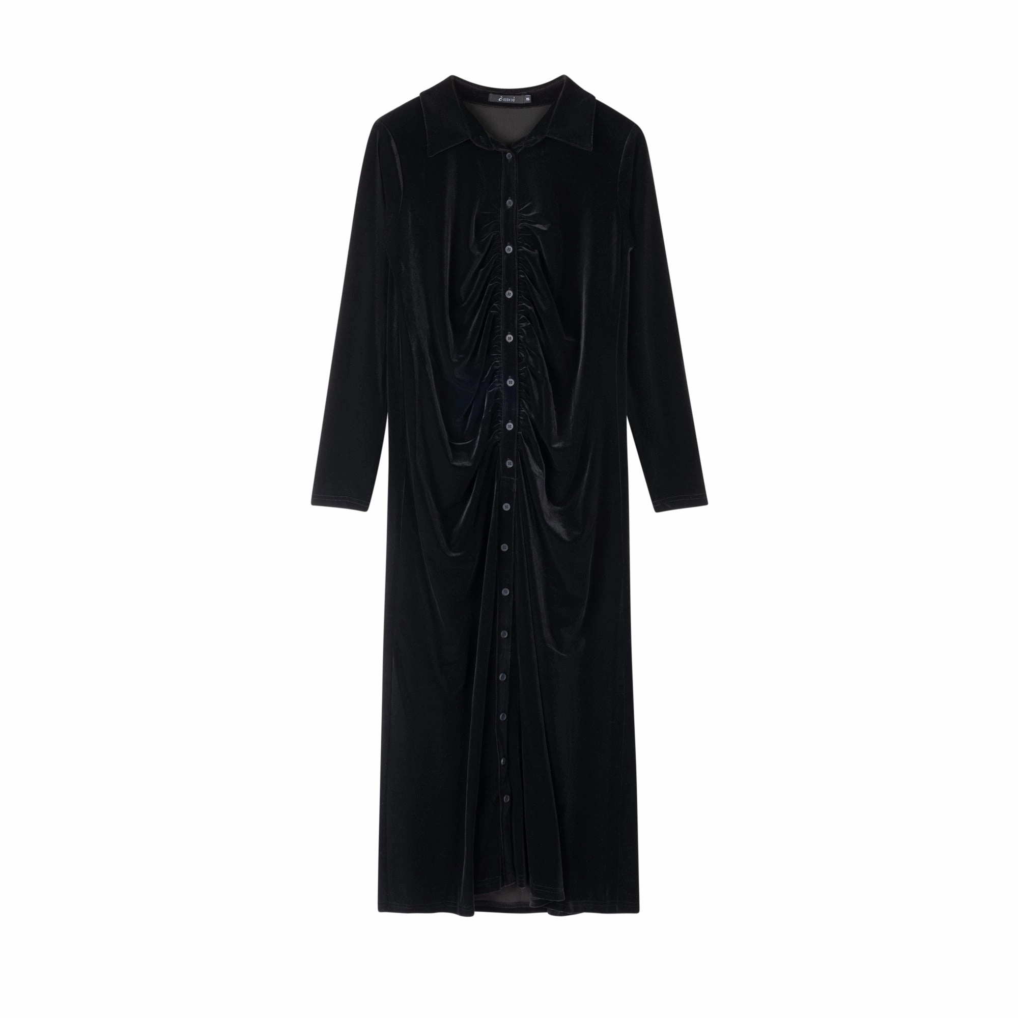 Comfy Layers Velour Ruched Dress | Black [Final Sale]