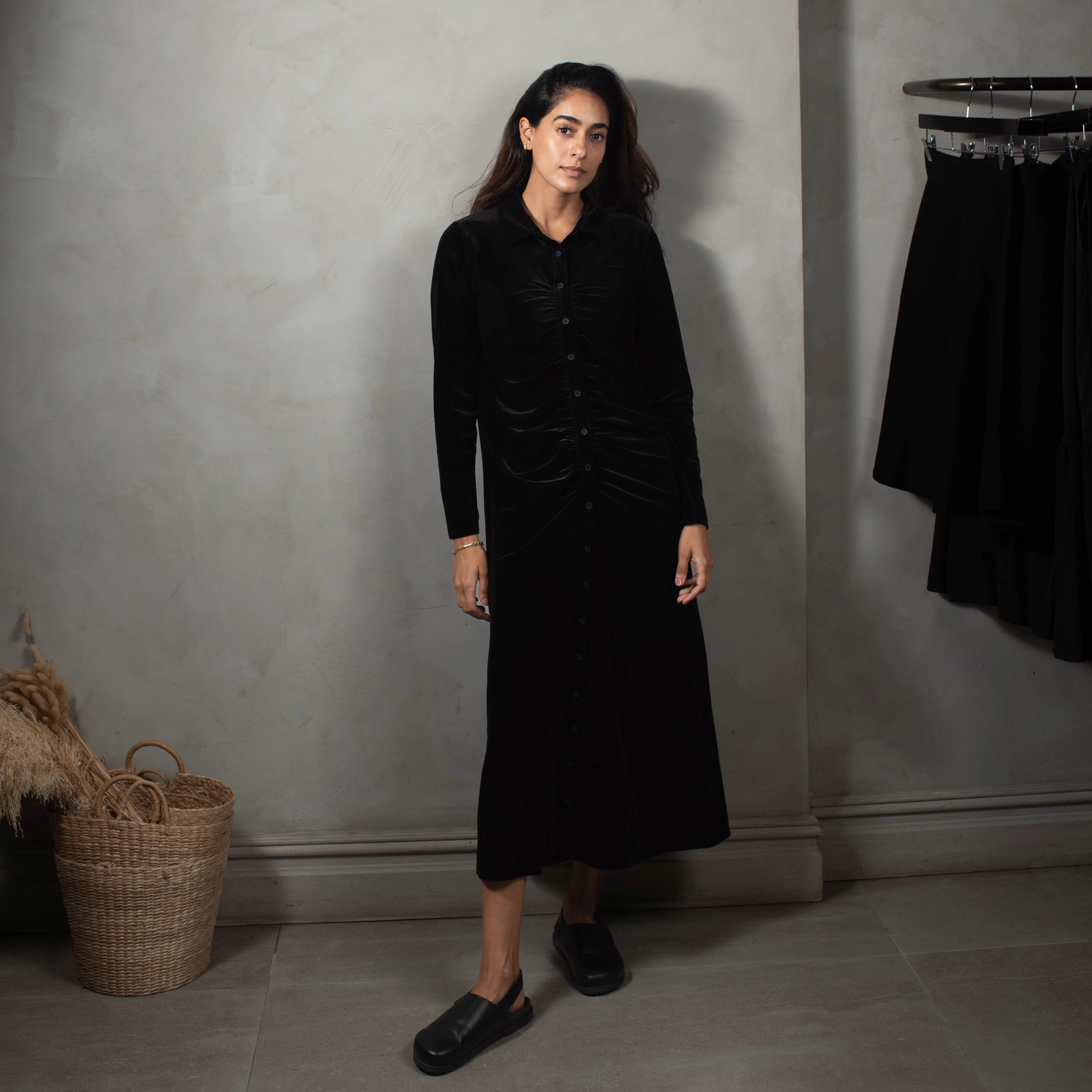 Velour Ruched Dress | Black [Final Sale] Functional Wear