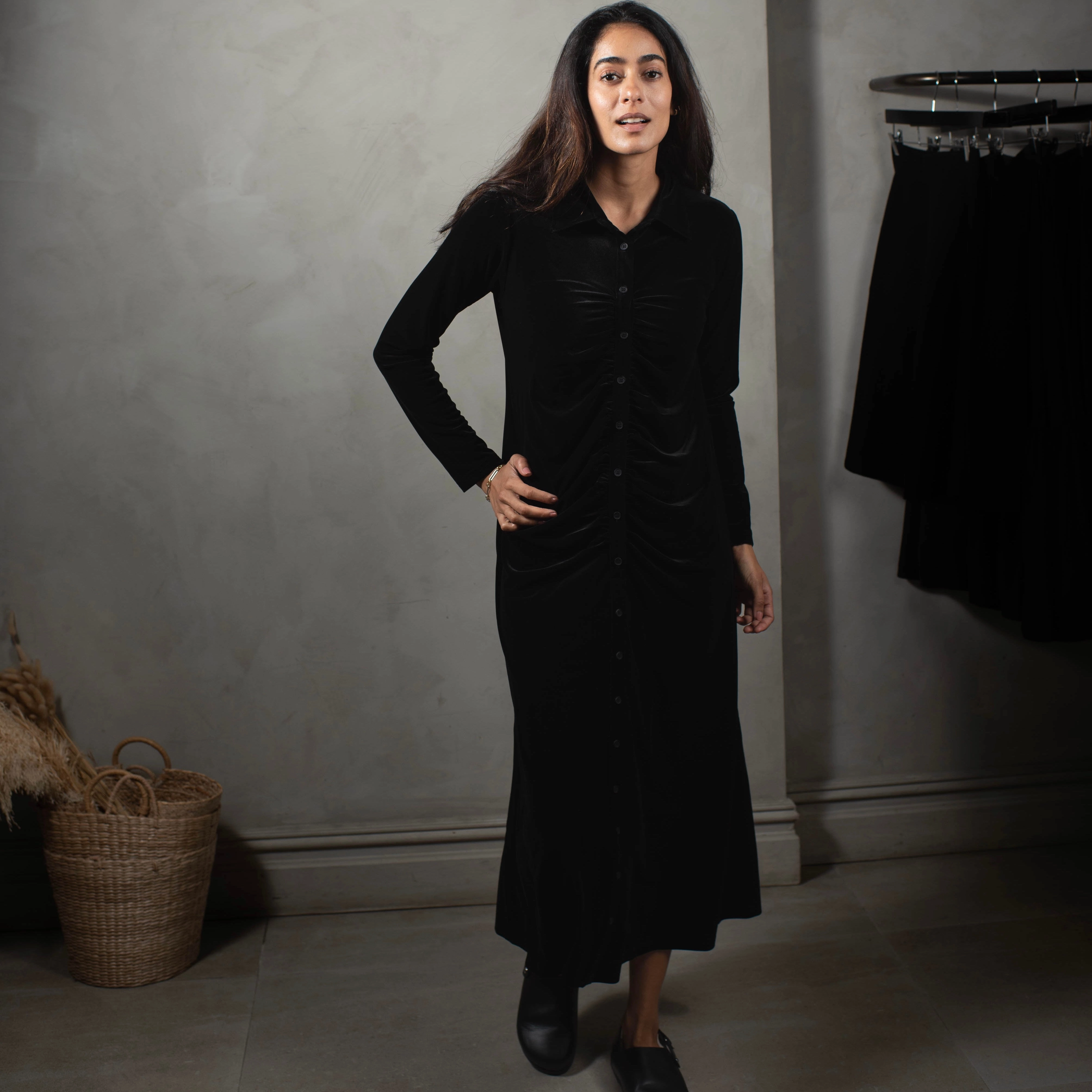 Velour Ruched Dress | Black [Final Sale] All-Occasion Look