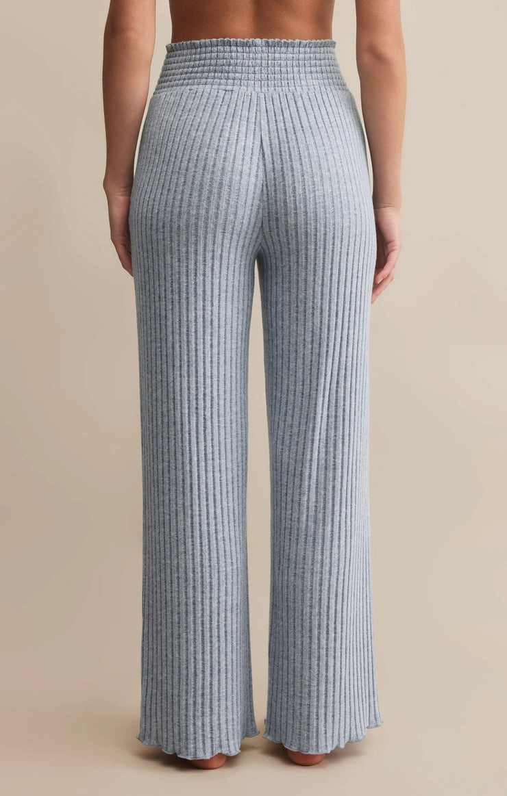 Dawn Smocked Rib Pant in Light Denim Easy Fit Layered Wear