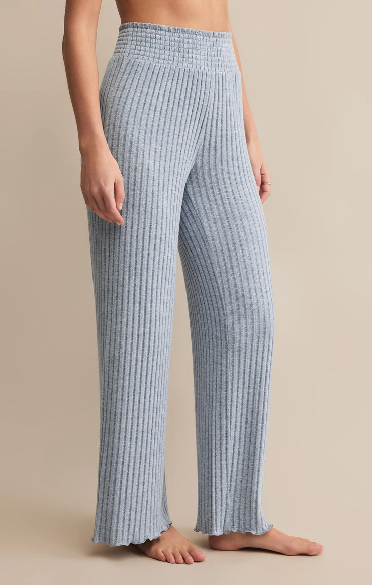 Flattering Comfort Sport Performance Dawn Smocked Rib Pant in Light Denim