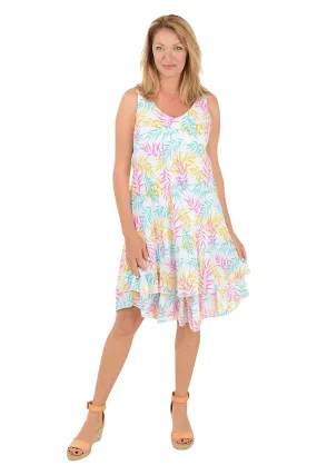 Wrinkle-Free-Finish Pastel Bamboo V-Neck Sleeveless Dress