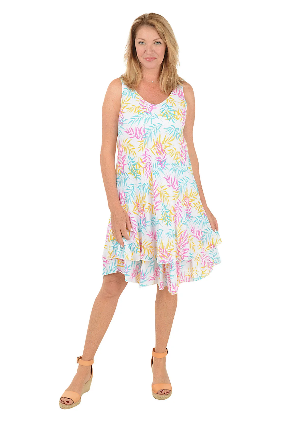 Mid Season Pastel Bamboo V-Neck Sleeveless Dress