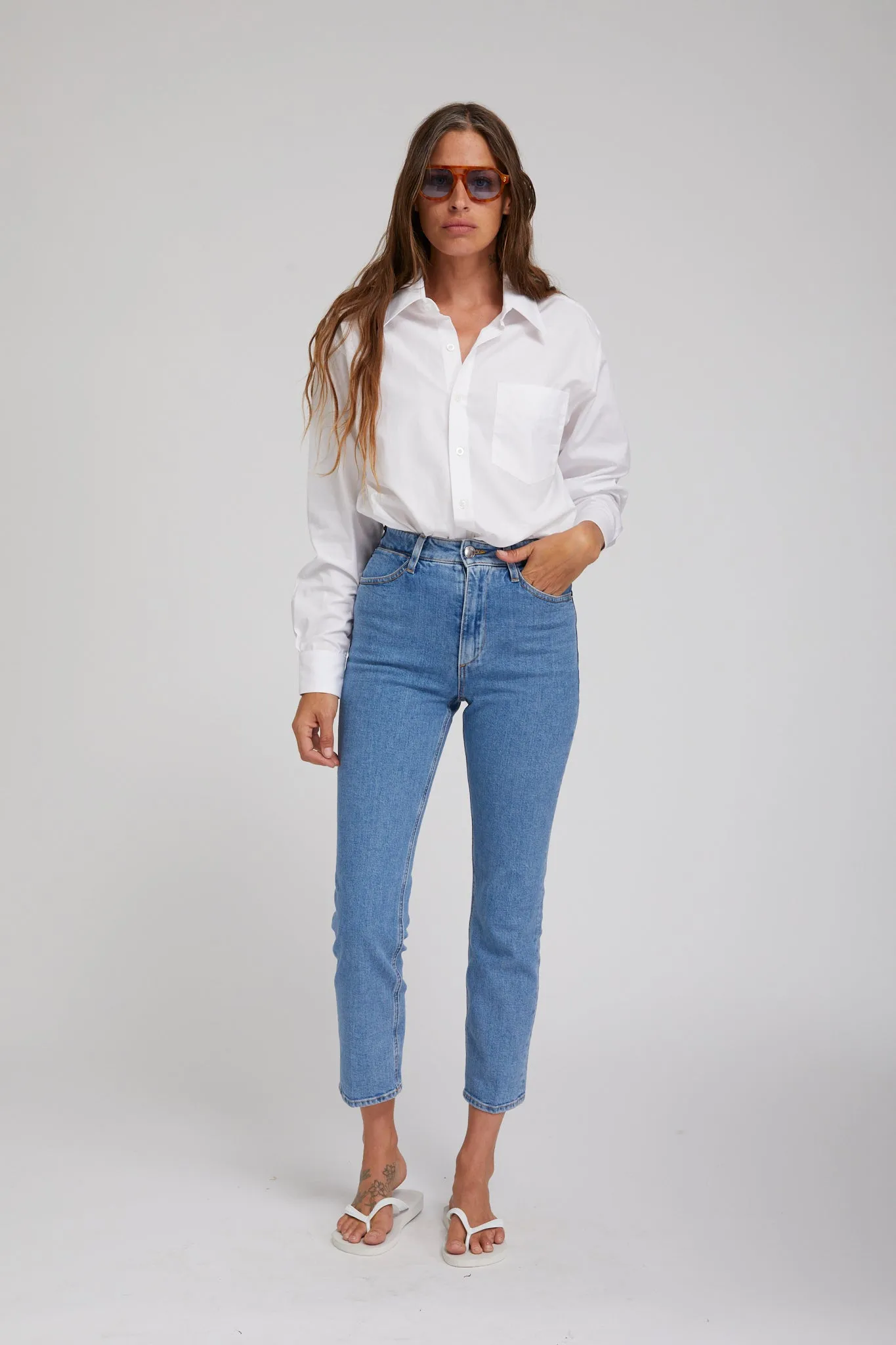 Odor Control Finish White Poplin Shirt with Pocket