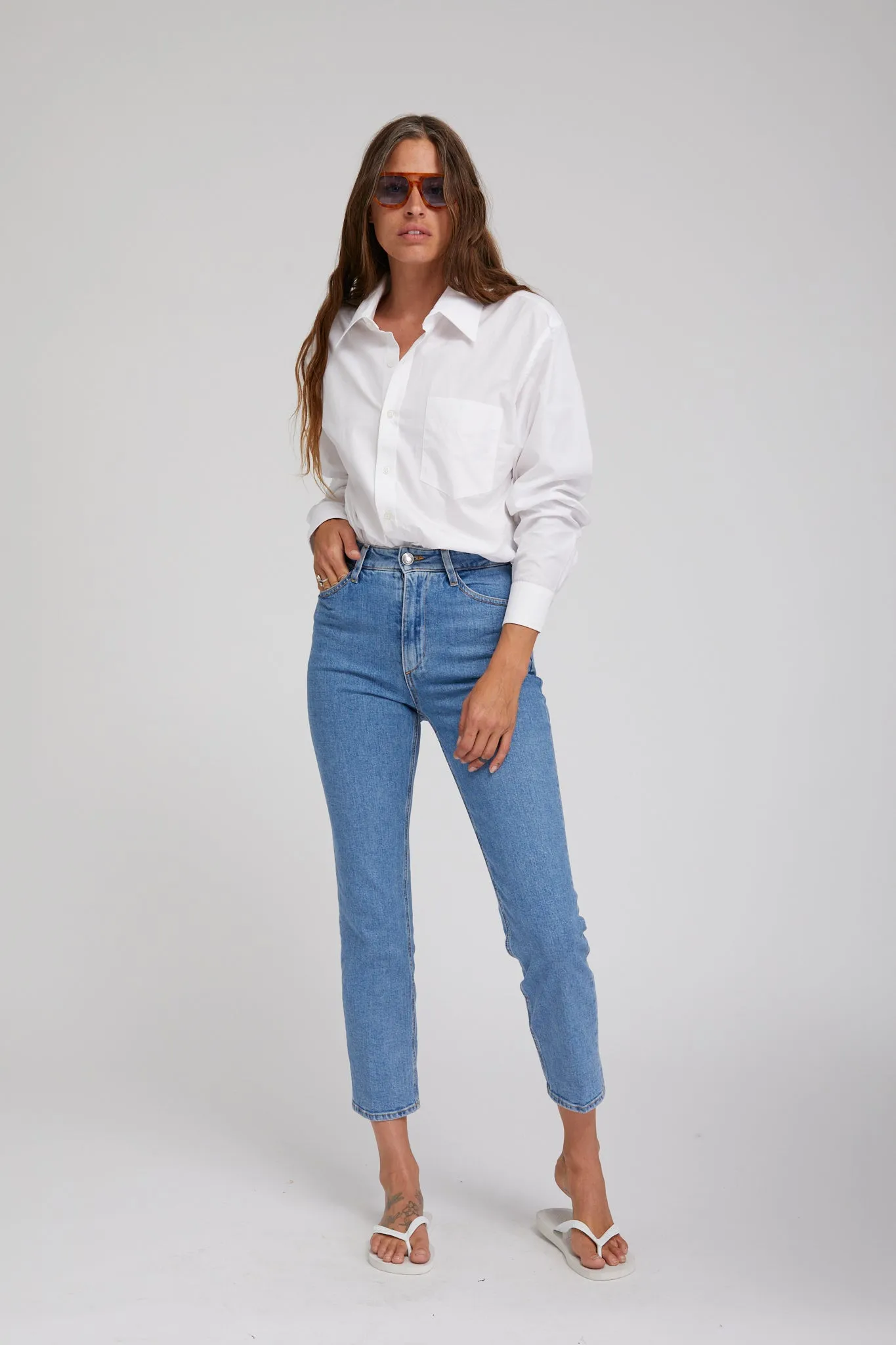 White Poplin Shirt with Pocket Adaptive Fit Technology