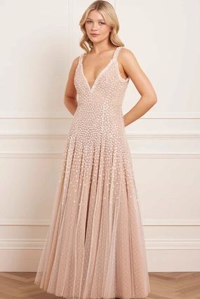 Sequin Cascade Cami Plunge Gown Simple yet sophisticated gown Romantic Bloom