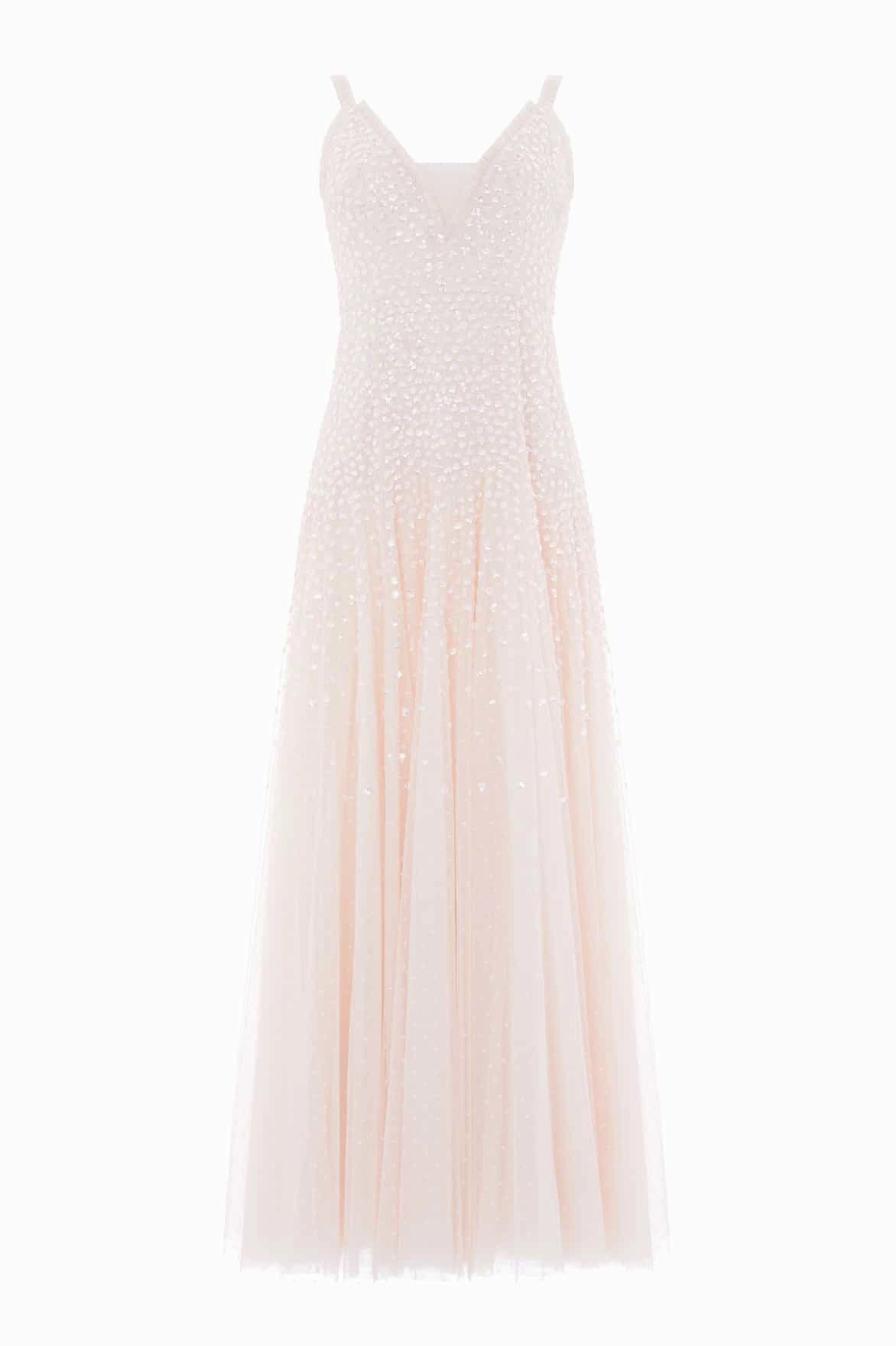 Sequin Cascade Cami Plunge Gown Romantic dinner wear Soft Appeal