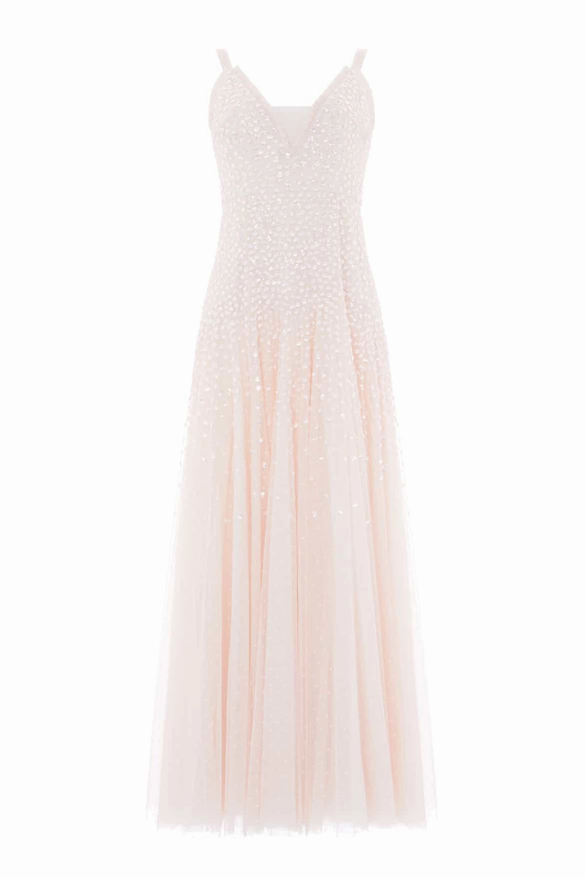 Daily Chic Sequin Cascade Cami Plunge Gown