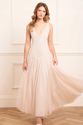 Elegant Silhouette Sequin Cascade Cami Plunge Gown