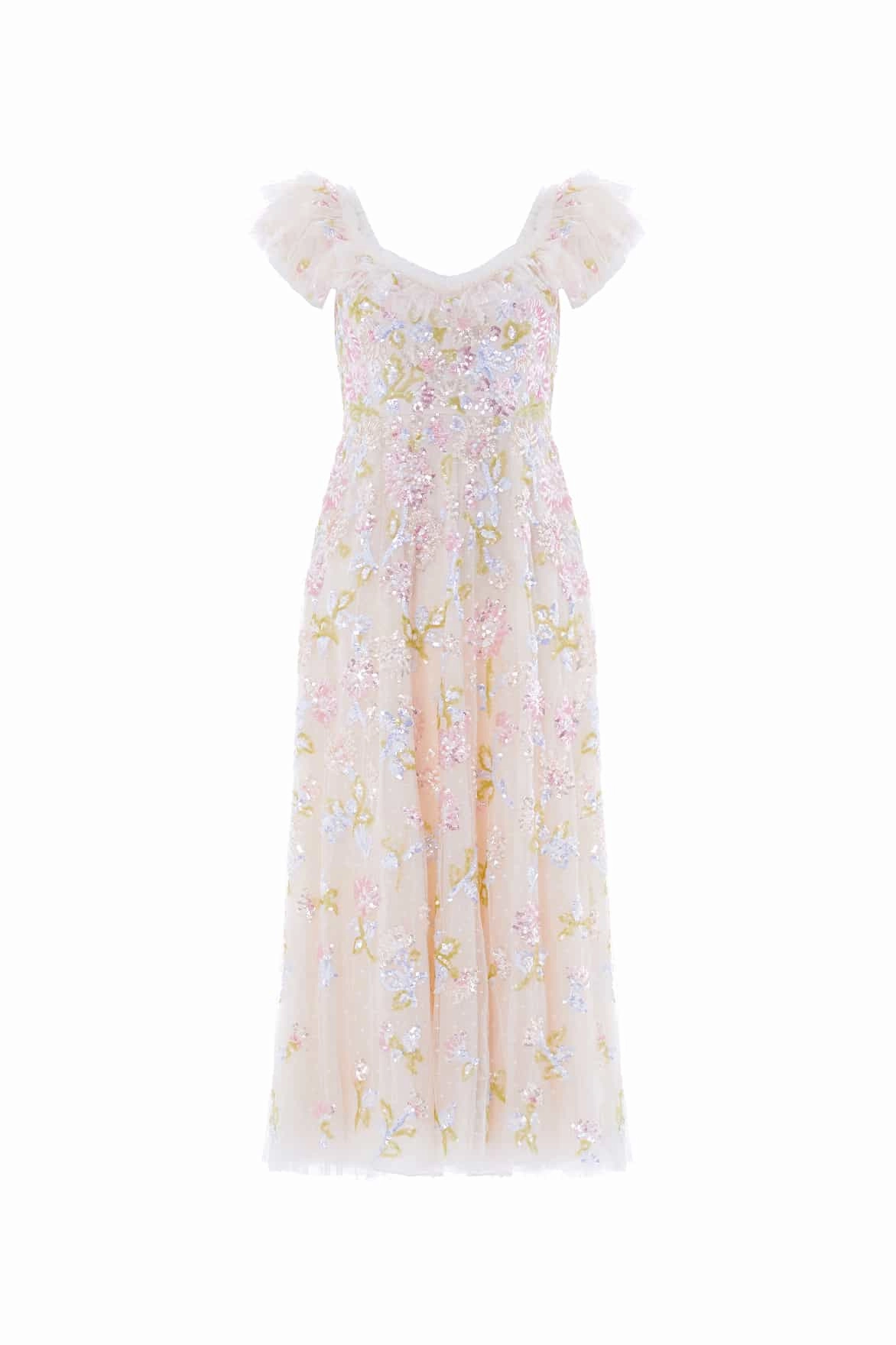 Sequin Dandelion Ruffle Ballerina Dress Soft Texture Fashionable Look