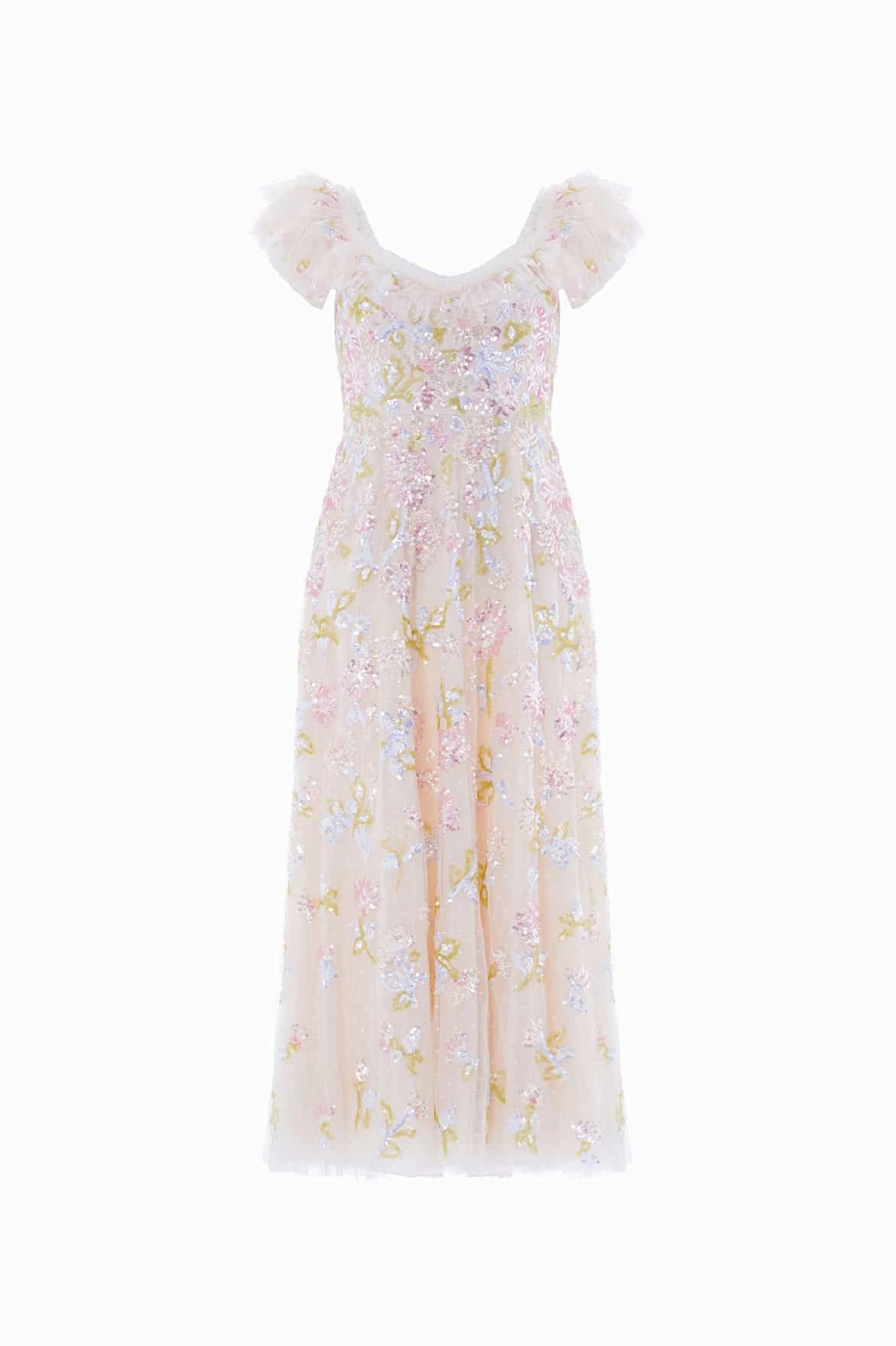 Casual Essential Sequin Dandelion Ruffle Ballerina Dress