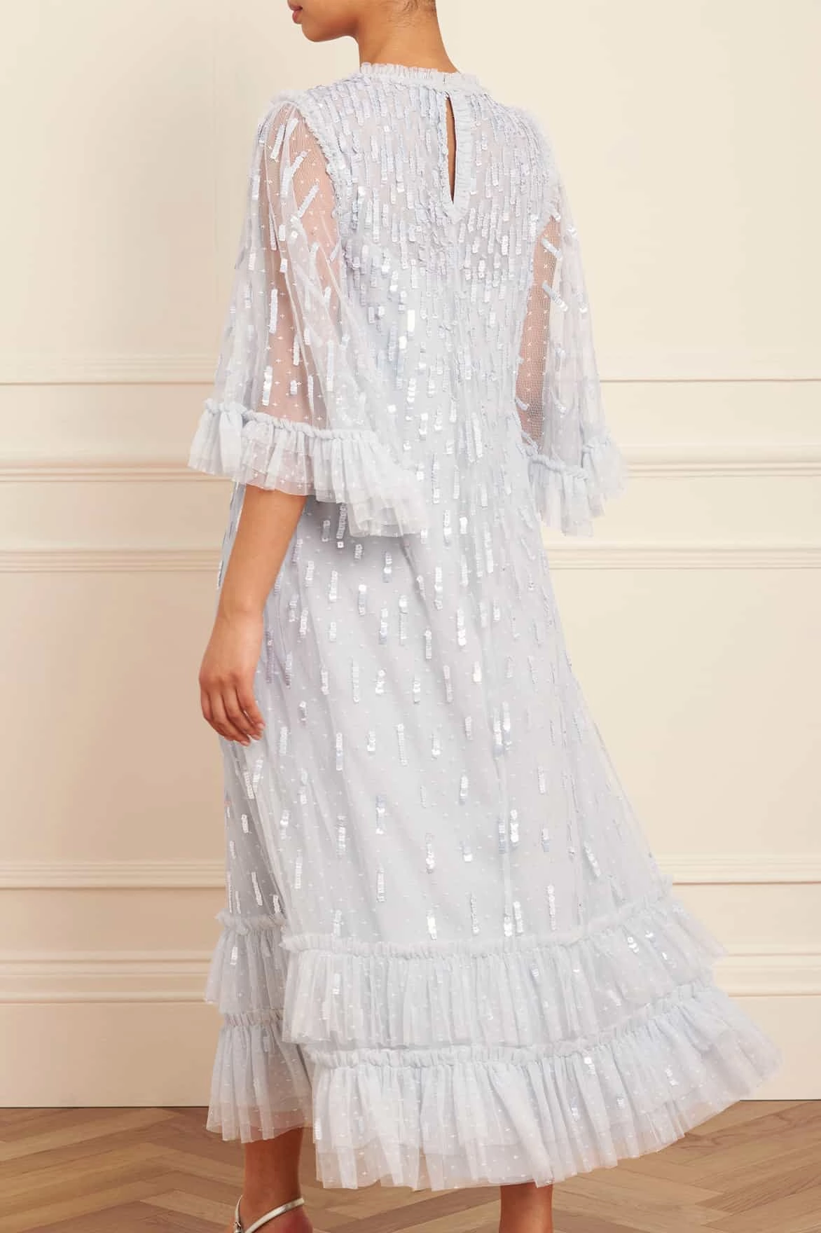 Evening Vibe Glossy-Finish Sequin Dash Ballerina Dress