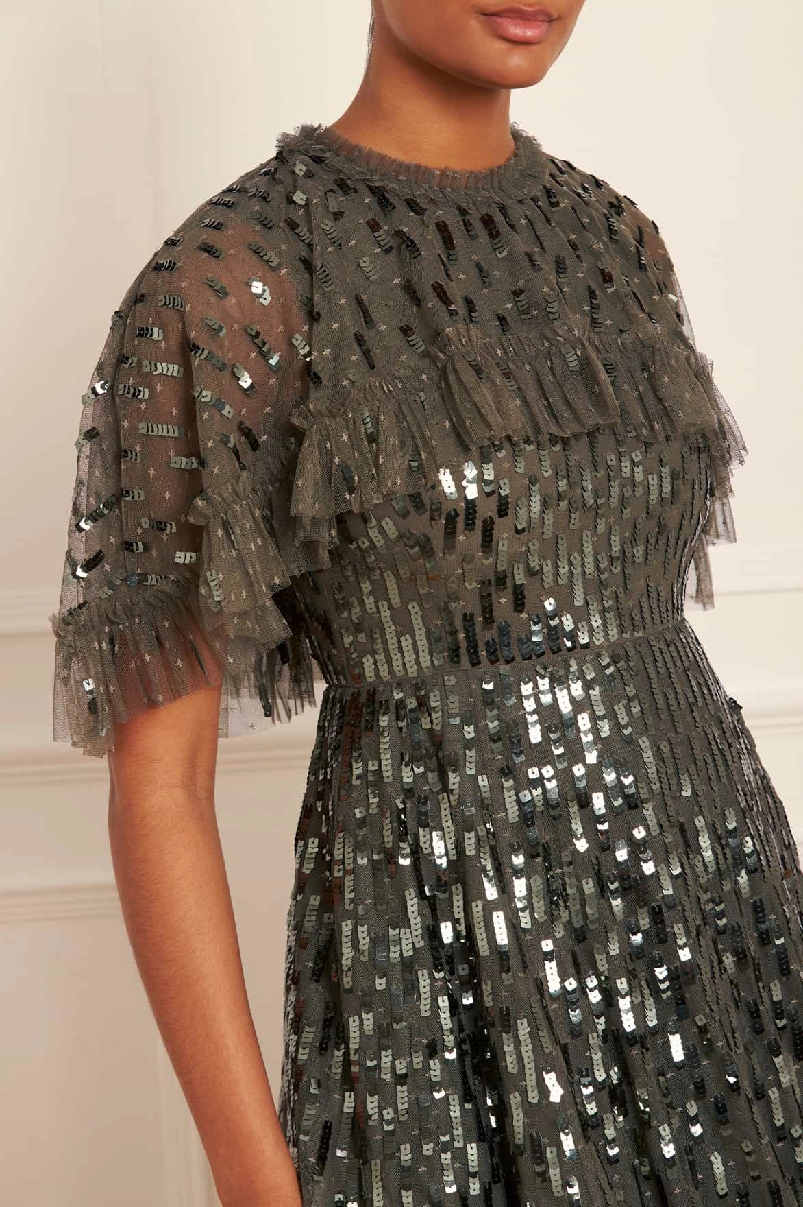 Sequin Dash Cape Ankle Gown Cozy Layer Balanced Look