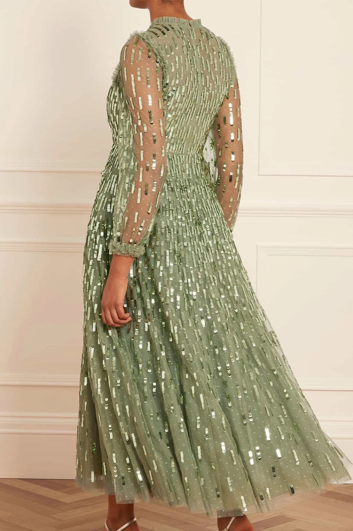 Sequin Dash Long Sleeve Ankle Gown Kind Light Maternity-Fit