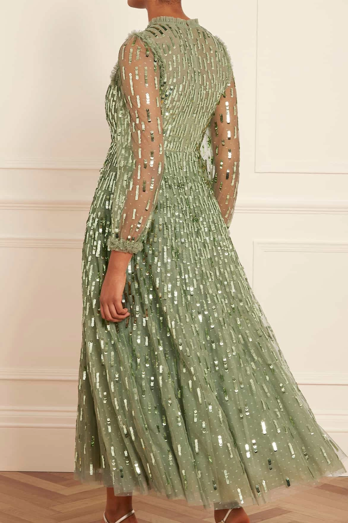 Airy Comfort Modern Lines Sequin Dash Long Sleeve Ankle Gown