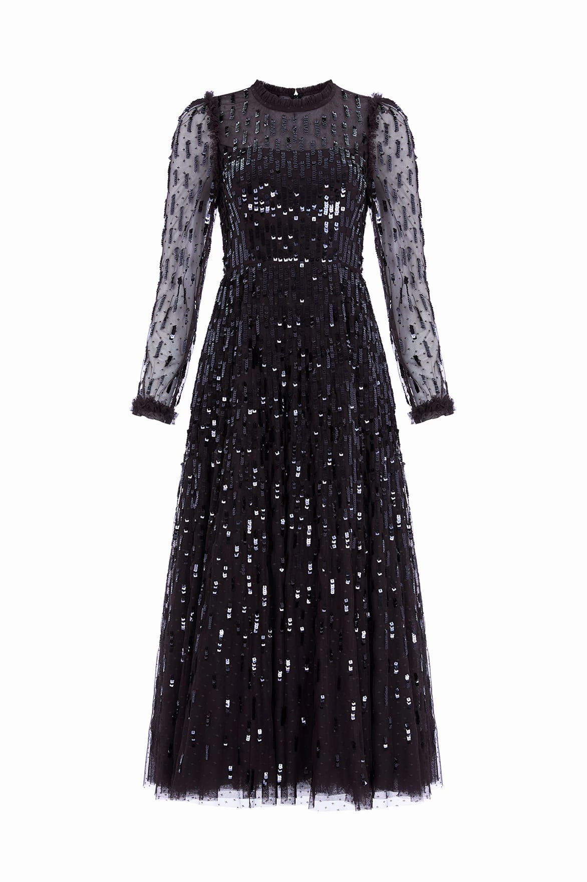 Flattering and Chic Slim-fit Sequin Dash Long Sleeve Gown