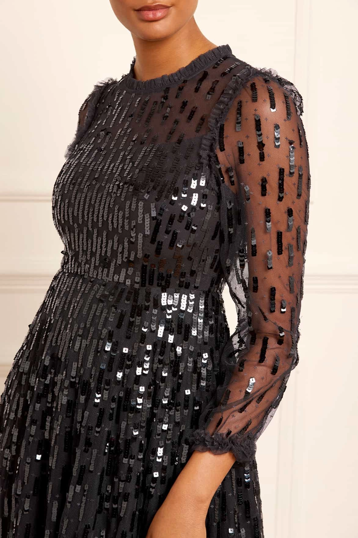 Urban Aesthetic Sequin Dash Long Sleeve Gown