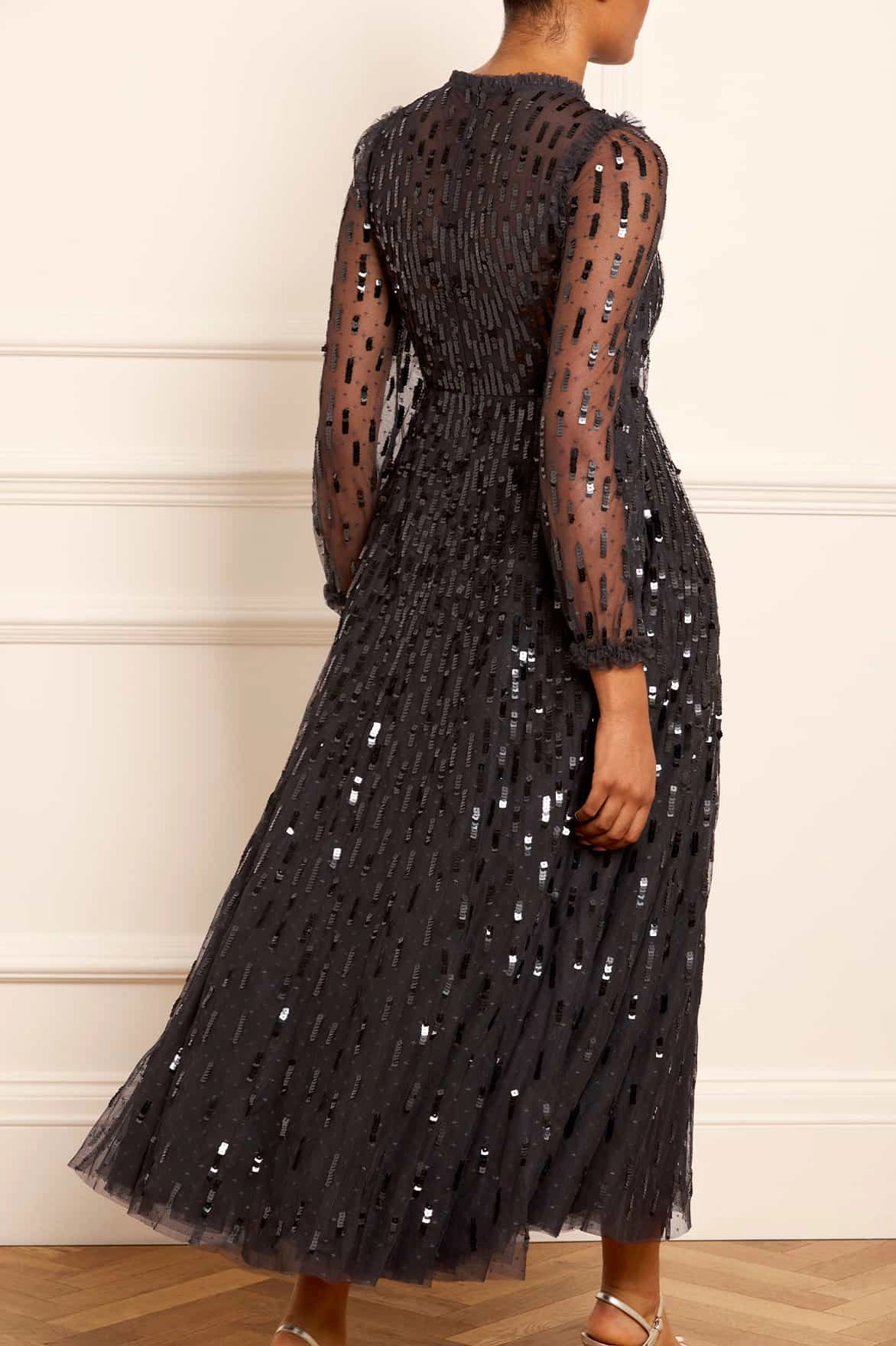 Sequin Dash Long Sleeve Gown Timeless Look Wear Stylish Design