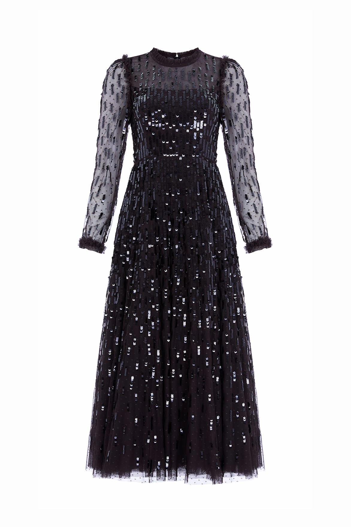 Smooth Detail Sequin Dash Long Sleeve Gown