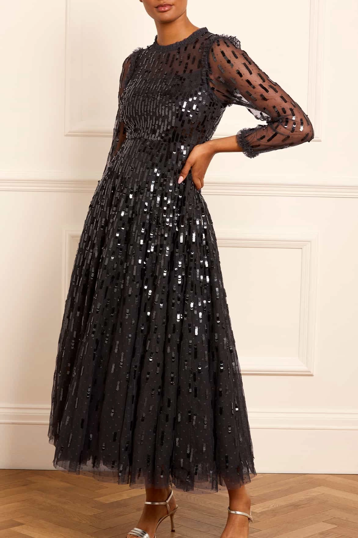 Sequin Dash Long Sleeve Gown Relaxed Comfort