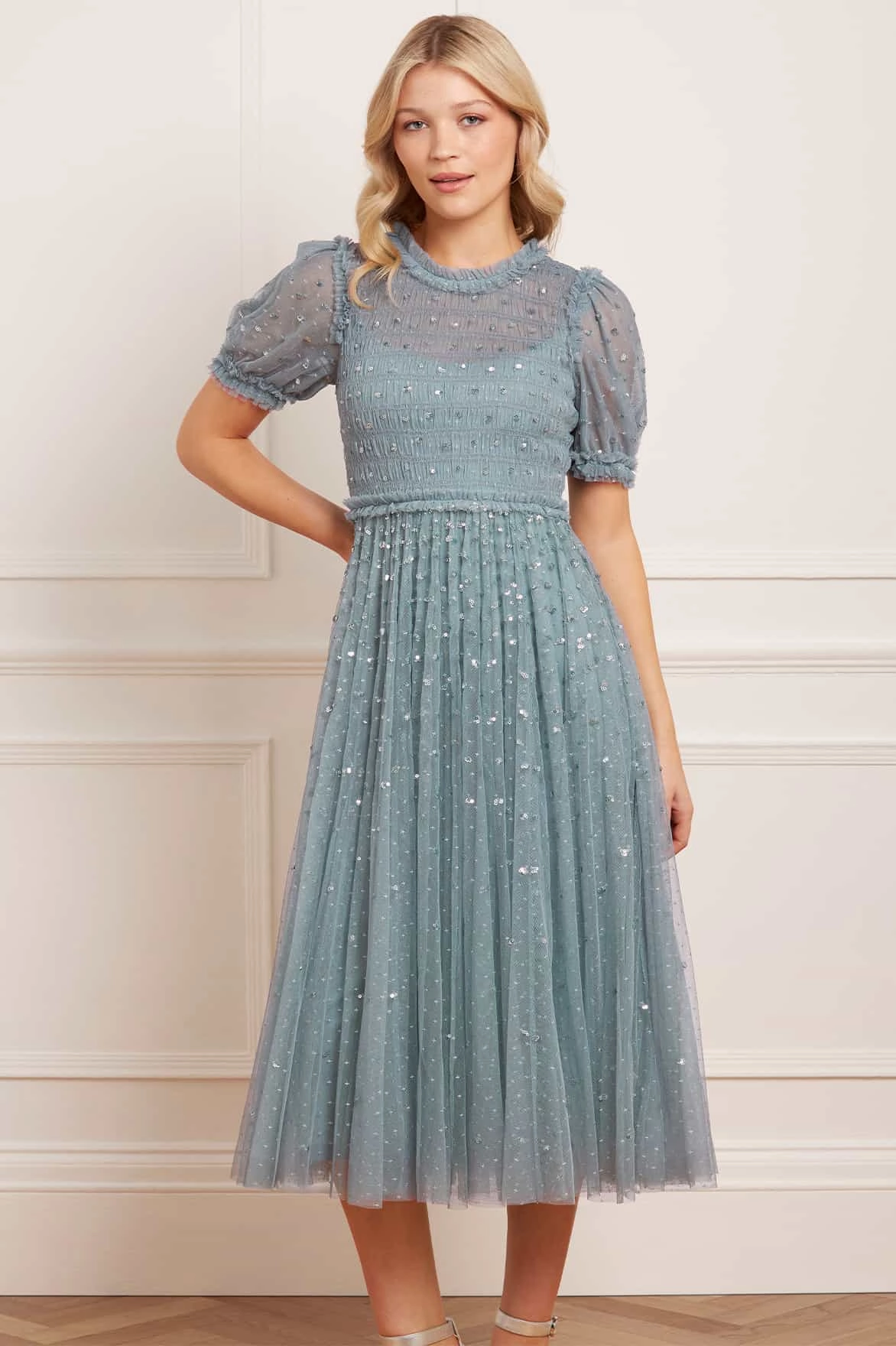 Sequin Giselle Smocked Ballerina Dress V-Neck