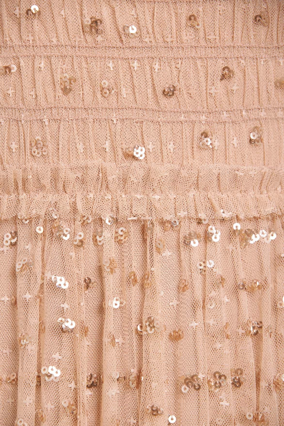 Polite Tone Sequin Giselle Smocked Cami Ankle Gown