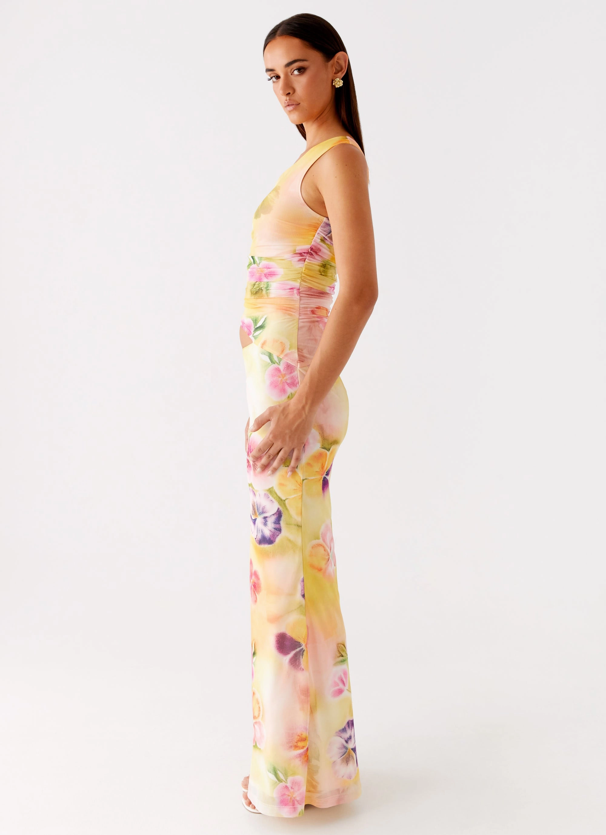 Seranella One Shoulder Maxi Dress - Sunburst Floral