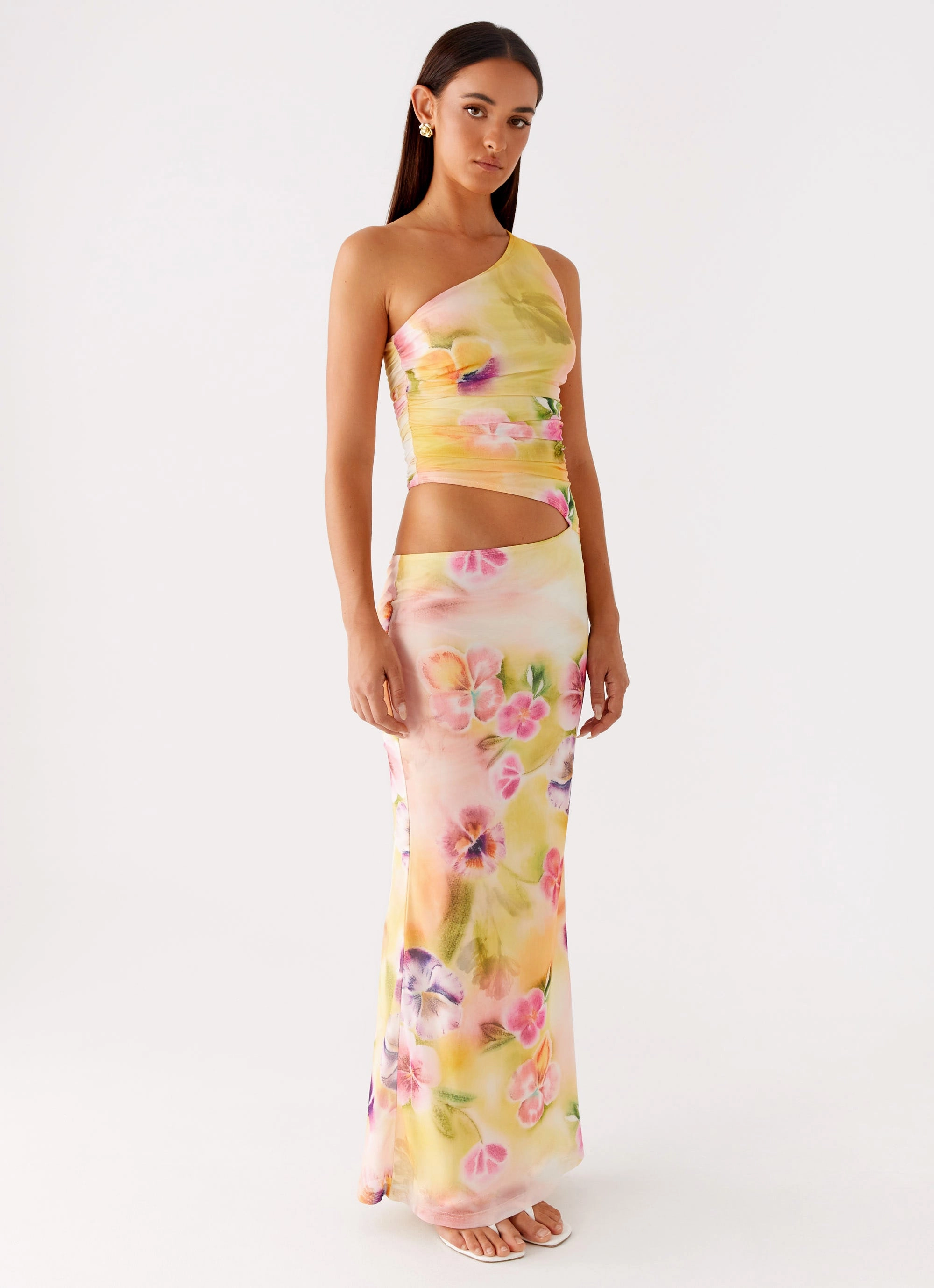 Seranella One Shoulder Maxi Dress - Sunburst Floral