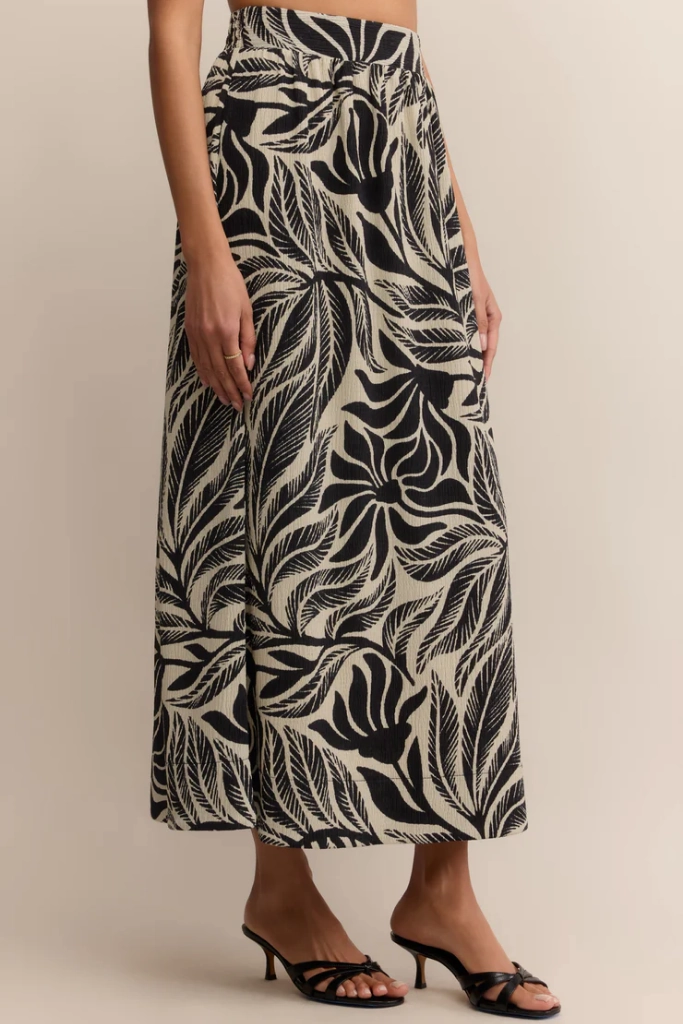 Serendipidity Palm Maxi Skirt by Z Supply Style Vibes Flexible Waistband