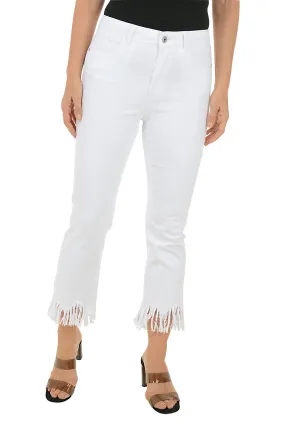Moisture Management Shaggy Hem Flared Denim Twill Crop Pant