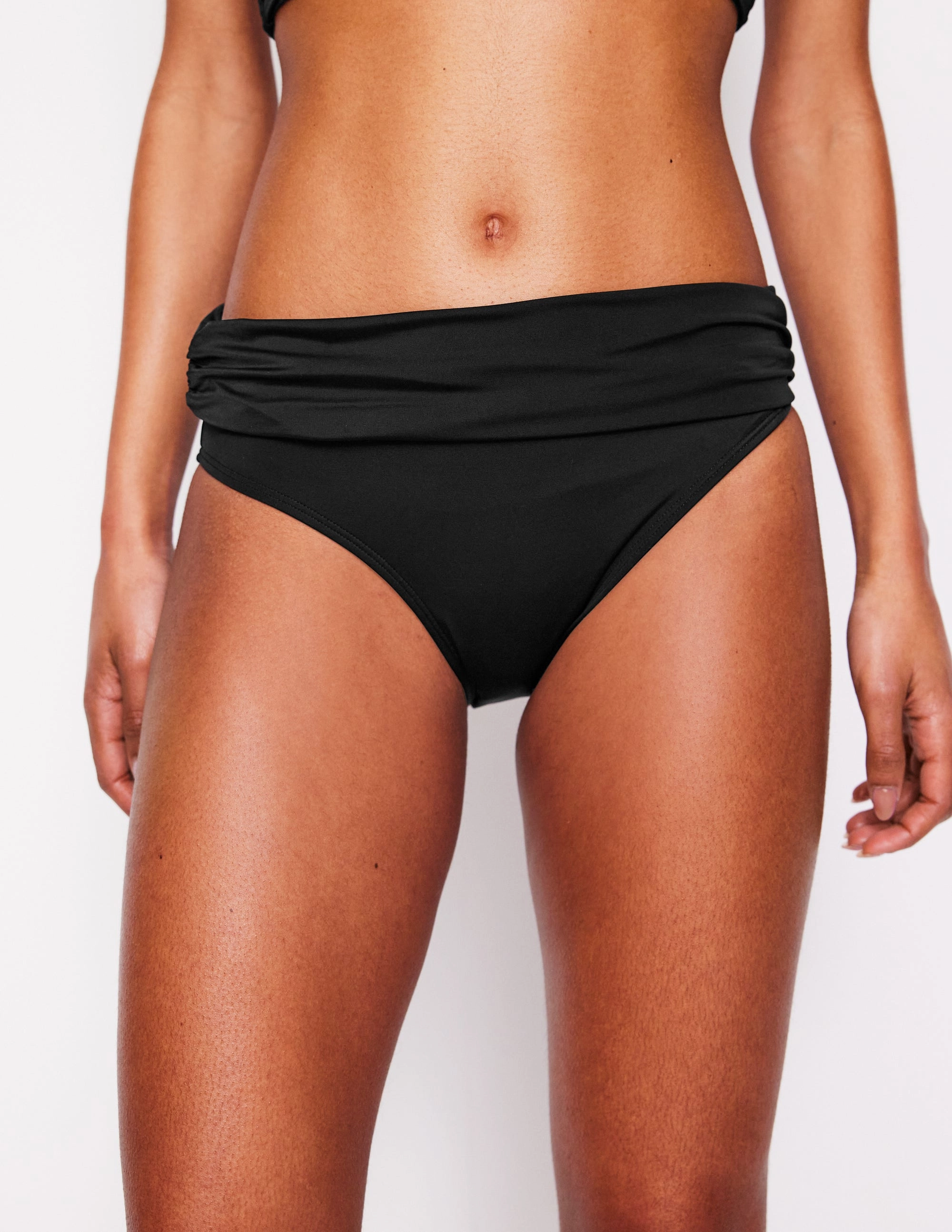 Classic Fold Bikini Bottoms-Black Contour Support Tropical Wear