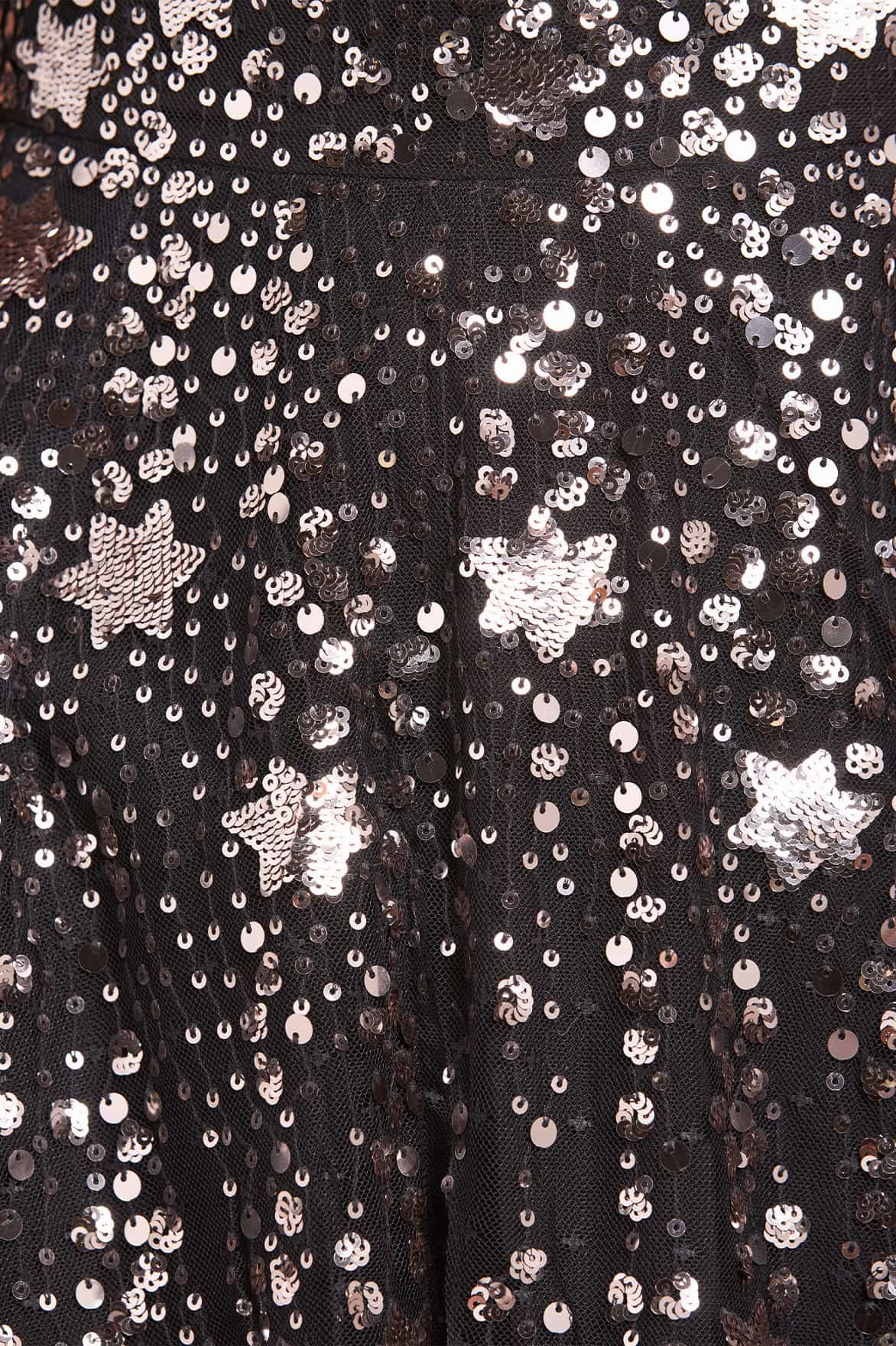 Tailored Wear Mermaid-Hem Shooting Stars Cape Micro Mini Dress