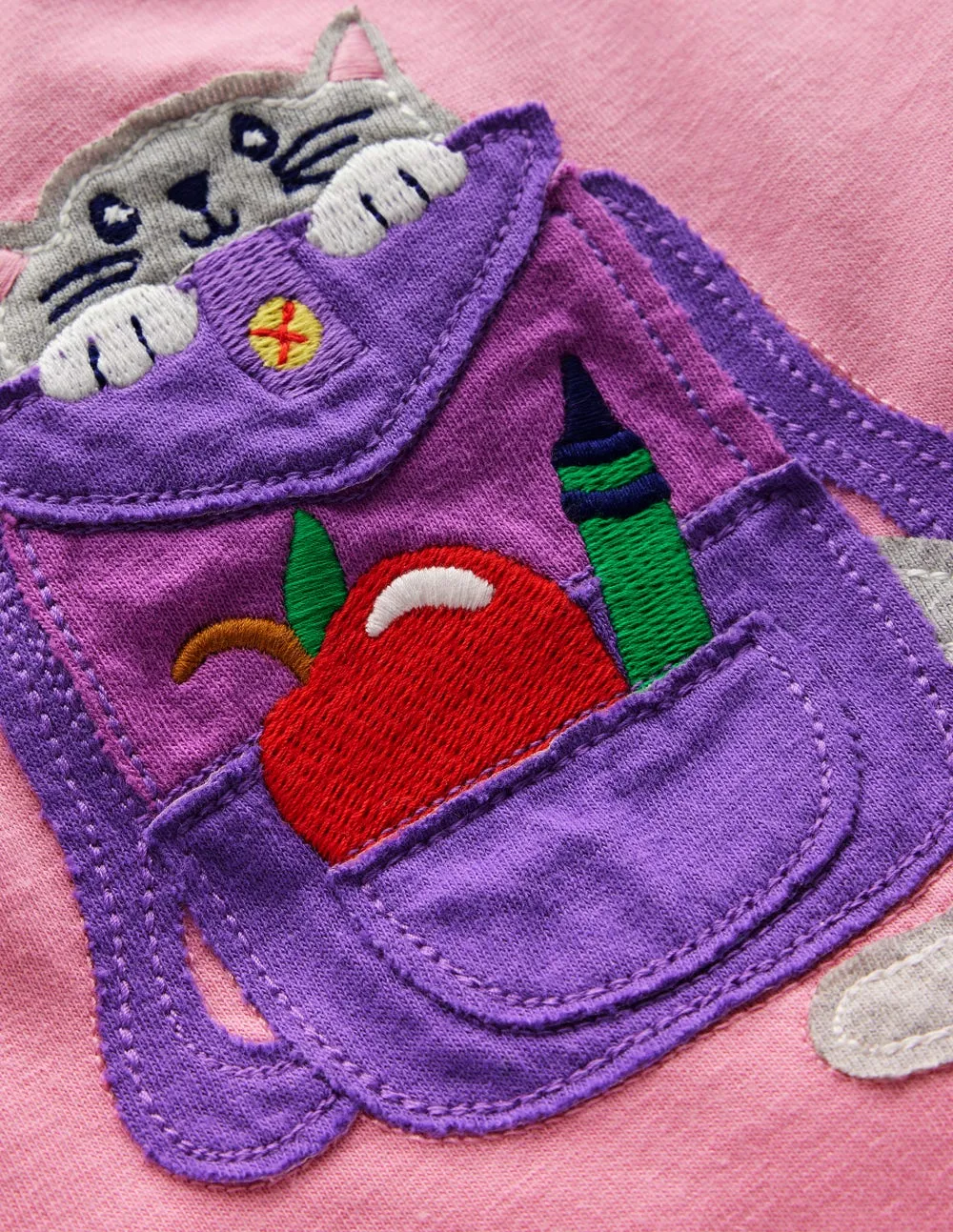 Short Sleeve Appliqu T-shirt-Formica Pink Stationary Pets Active Trend Look