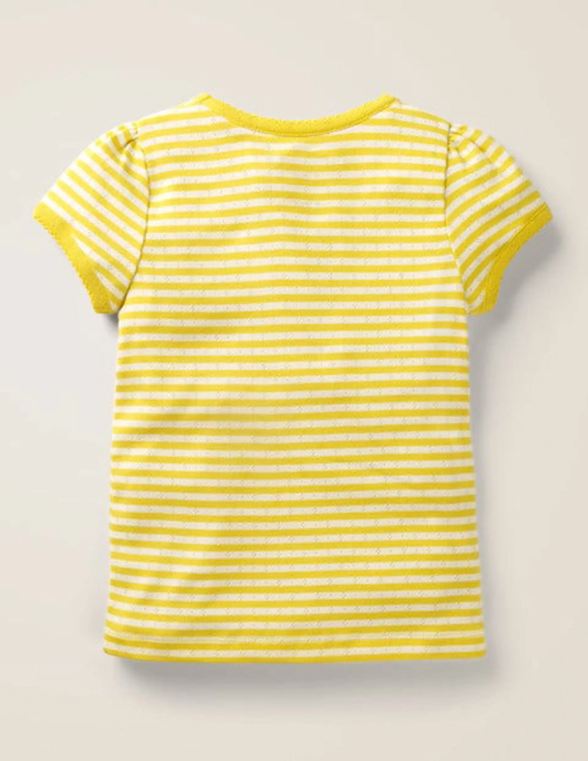 Short Sleeve Pointelle Top-Daffodil Yellow/Soft Ivory Relaxed Look