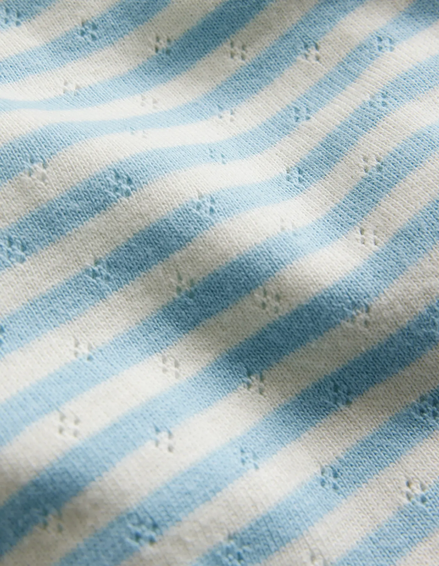 Fashion Forward Short Sleeve Pointelle Top-Light Celeste Blue/Soft Ivory